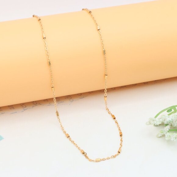 Elegant Rose Gold Brass Necklace with Subtle Textured Detailing, XPNL0351 - Picture 7 of 11